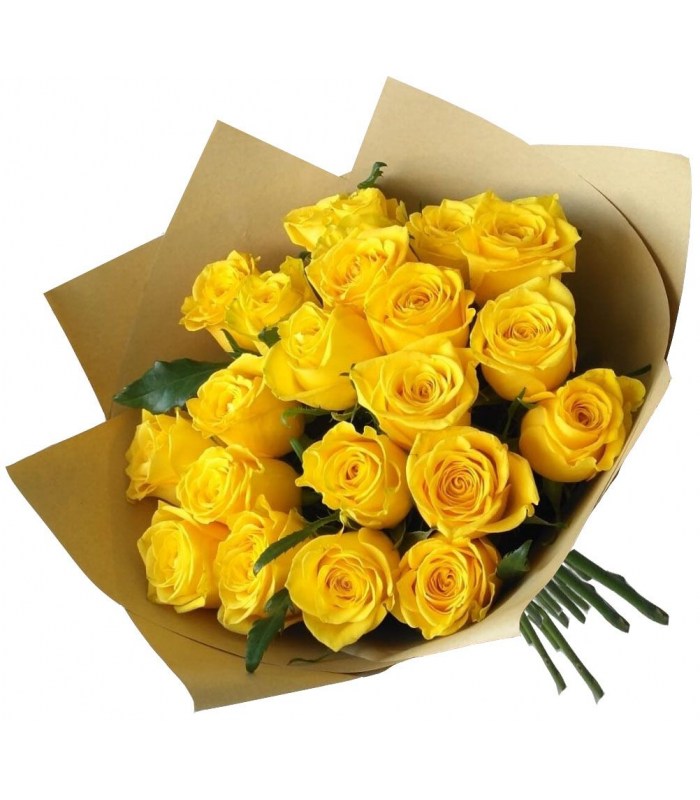 Mel Flores Buque De 20 Rosas Amarelas Flores Online